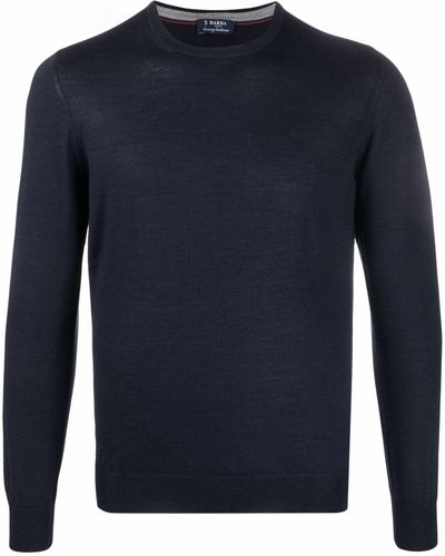 Barba Napoli Fine-knit Crew-neck Sweater - Blue