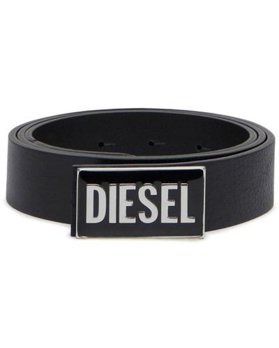 DIESEL B-glossy Leather Belt - Black