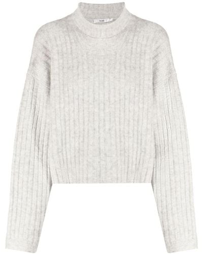 B+ AB High-neck Drop-shoulder Sweater - White