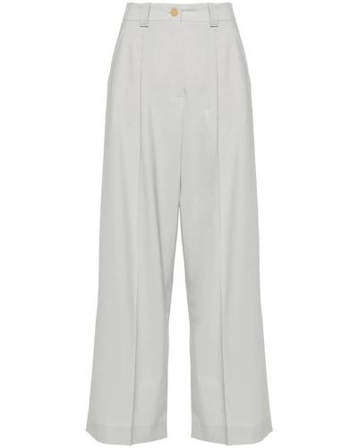 Alysi Pantalones anchos de talle alto - Blanco