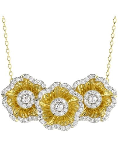 Marchesa 18kt Yellow Gold Floral Diamond Necklace - Metallic