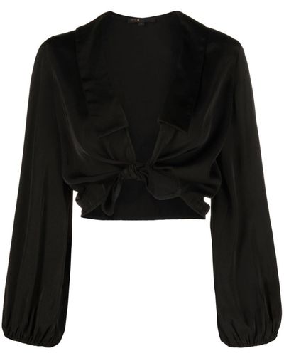 Maje Tie-front Satin Shirt - Black