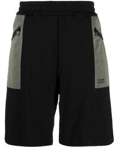 Alexander McQueen Shorts elasticizzati bicolore - Nero