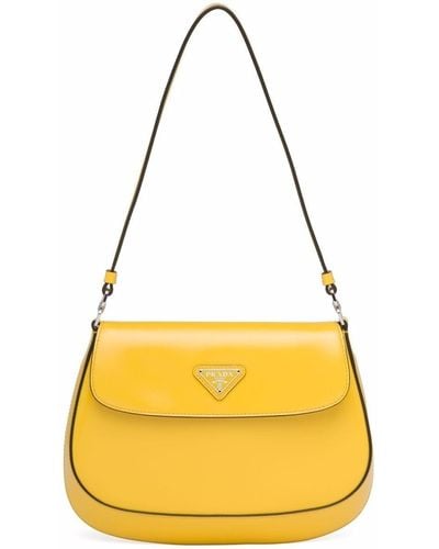 Prada Cleo Leather Shoulder Bag - Yellow