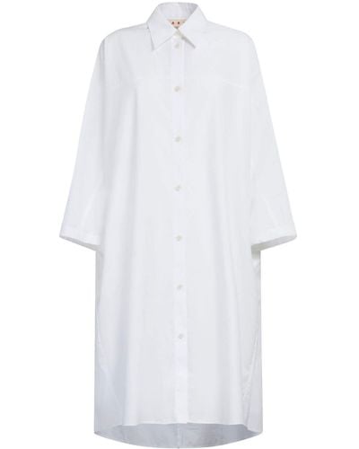 Marni Robe-chemise en coton à manches longues - Blanc