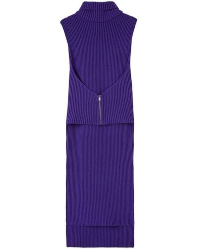 Jil Sander Detachable-collar Knitted Dress - Purple