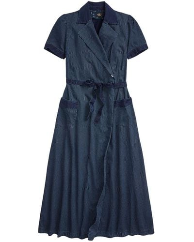 RRL Gepunktetes Kleid aus Denim - Blau