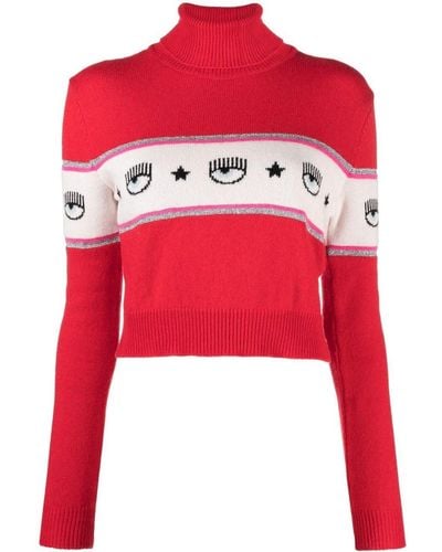 Chiara Ferragni Logomania-panel Roll-neck Sweater - Red