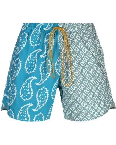 Rhude Graphic-print Drawstring Swim Shorts - Blue