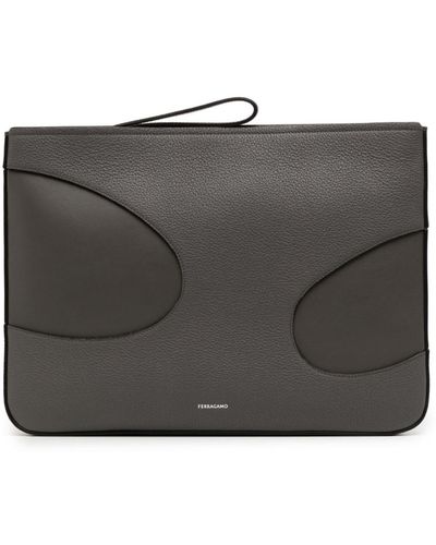 Ferragamo Cut-out Leather Laptop Bag - Black