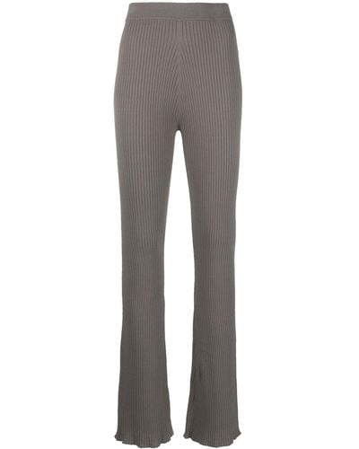Nanushka Ribbed-knit Flared Pants - Gray