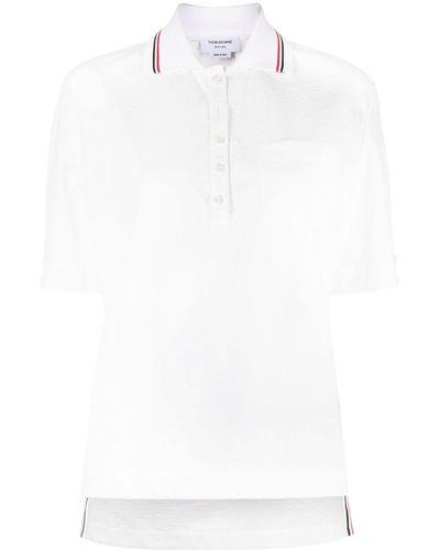 Thom Browne Poloshirt mit RWB-Streifen - Weiß