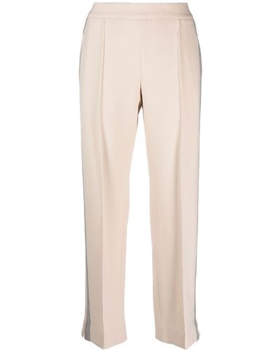 Eleventy Contrasting Side Panel Trousers - Natural