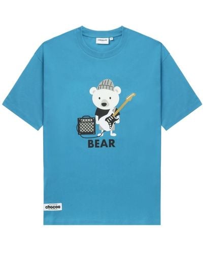 Chocoolate T-shirt en coton à imprimé ourson - Bleu