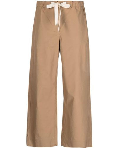 Max Mara Elasticated-waist Poplin Trousers - Natural