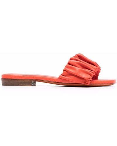 Santoni Ruched Leather Sandals - Orange