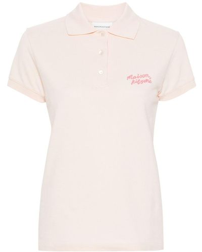 Maison Kitsuné Handwriting Cotton Polo Shirt - Pink