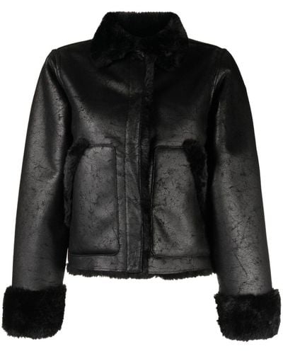 Izzue Press-stud Faux-leather Jacket - Black