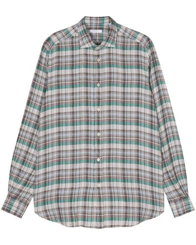 Boglioli Check-pattern Linen Shirt - Gray