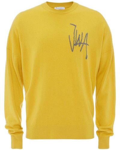 JW Anderson Logo-intarsia Merino-wool Sweater - Yellow
