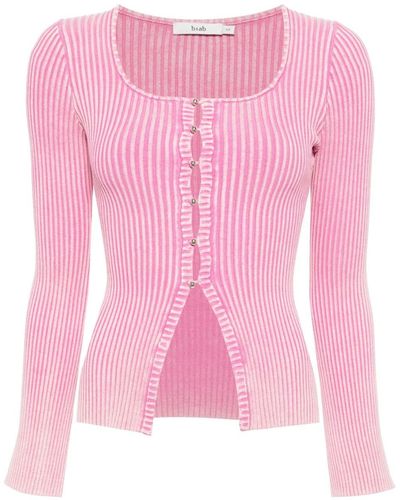 B+ AB Ribbed Cotton-blend Cardigan - Pink