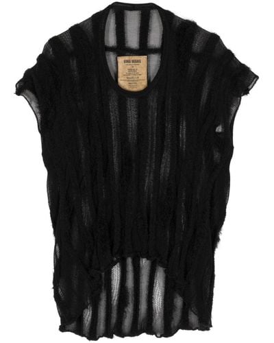 Uma Wang Frayed Wide-ribbed Sweater - Black