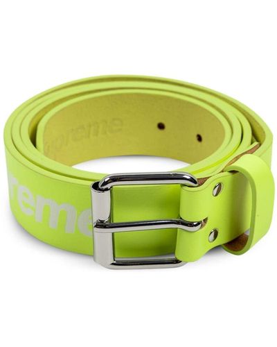 Supreme Repeat Leather "flourescent Yellow" Belt - Green