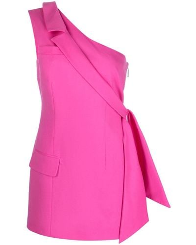 MSGM Robe asymétrique à détail drapé - Rose