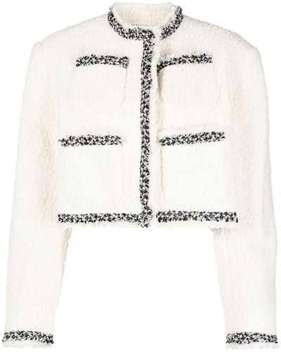 Sacai Cropped Tweed Jacket - Natural