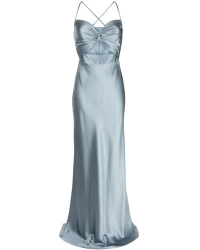 Michelle Mason Twist-detail Silk Maxi Dress - Blue
