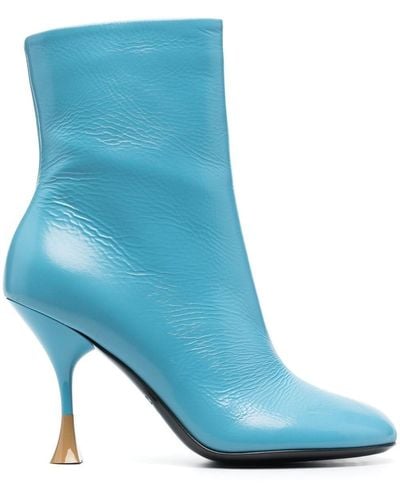 3Juin 100mm Leather Ankle Boots - Blue