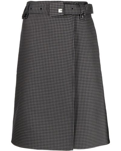Low Classic Houndstooth-print Belted Fitted Skirt - Grey