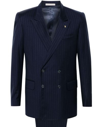 Corneliani S130s pinstripe double-breasted suit - Blau