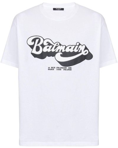 Balmain T -Shirt mit ' 70' 'Retro -Druck - Blanco