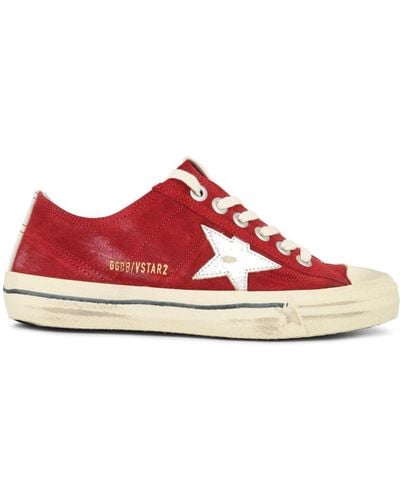 Golden Goose V-star Suede Trainers - Red