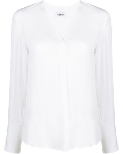 Dondup Logo-plaque V-neck Blouse - White