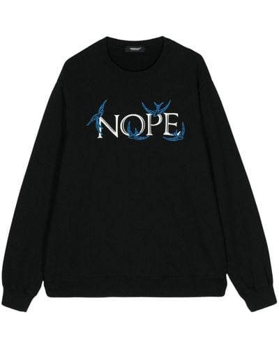 Undercover Nope Embroidered Cotton Sweatshirt - Black
