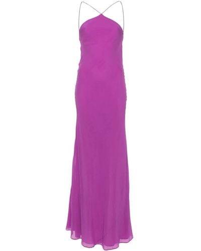 ANDAMANE Rebecca Halterneck Organza Maxi Dress - Purple