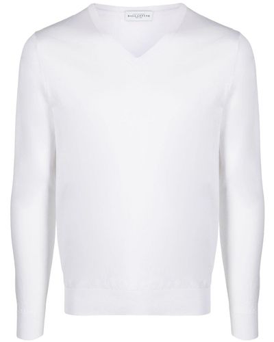 Ballantyne V-neck Knitted Sweater - White