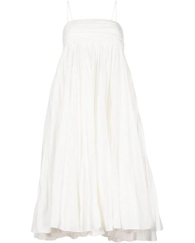 Khaite Gathered Empire-line Cotton Dress - White