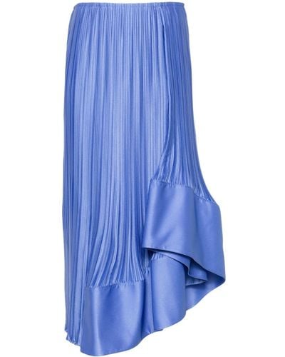Lanvin Asymmetric Plissé Midi Skirt - Blue