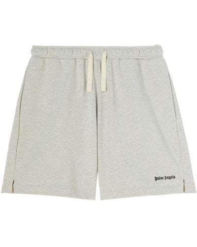 Palm Angels Logo-embroidered Cotton Track Shorts - Men's - Cotton - Grey