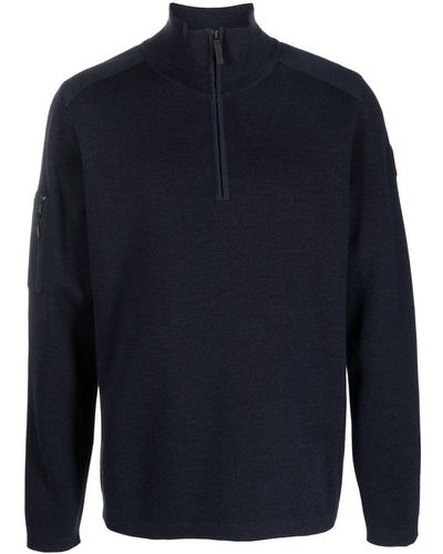 Canada Goose Half-zip Wool Jumper - Blue