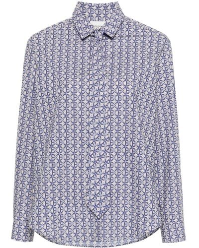 Claudie Pierlot Geometric-print Buttoned Shirt - Blue