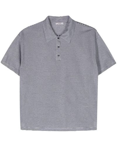 Peserico Striped Polo-collar T-shirt - Grey