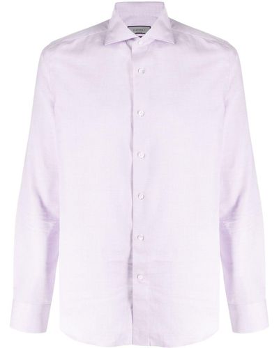 Canali Spread-collar Cotton Shirt - Pink