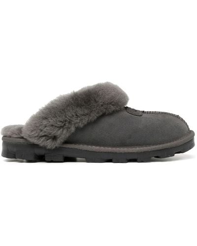 UGG Coquette Fur-trimmed Slippers - Grey