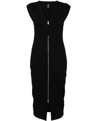 Thom Krom Fine-ribbed Zipped Midi Dress - Black