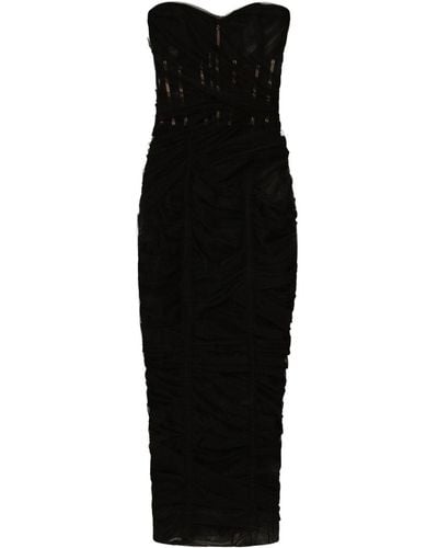 Dolce & Gabbana Draped Tulle Corset Dress - Black