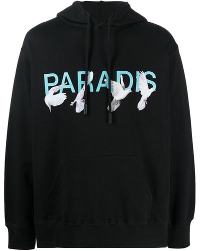 3.PARADIS Logo Print Cotton Hoodie - Black